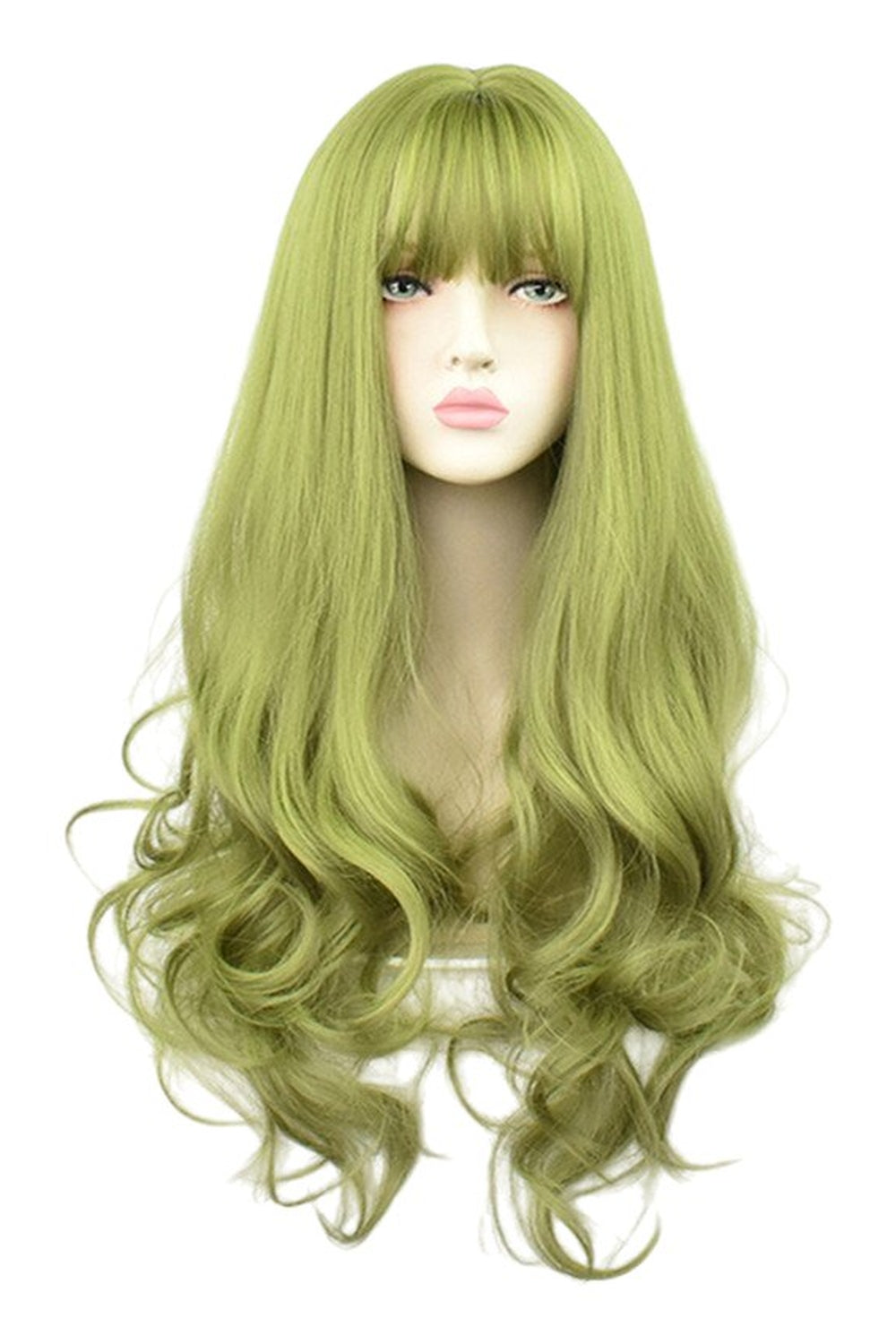 Green Black Curly Wig