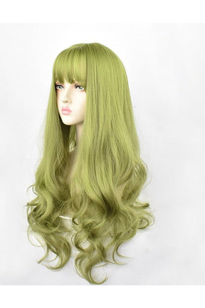 Green Black Curly Wig