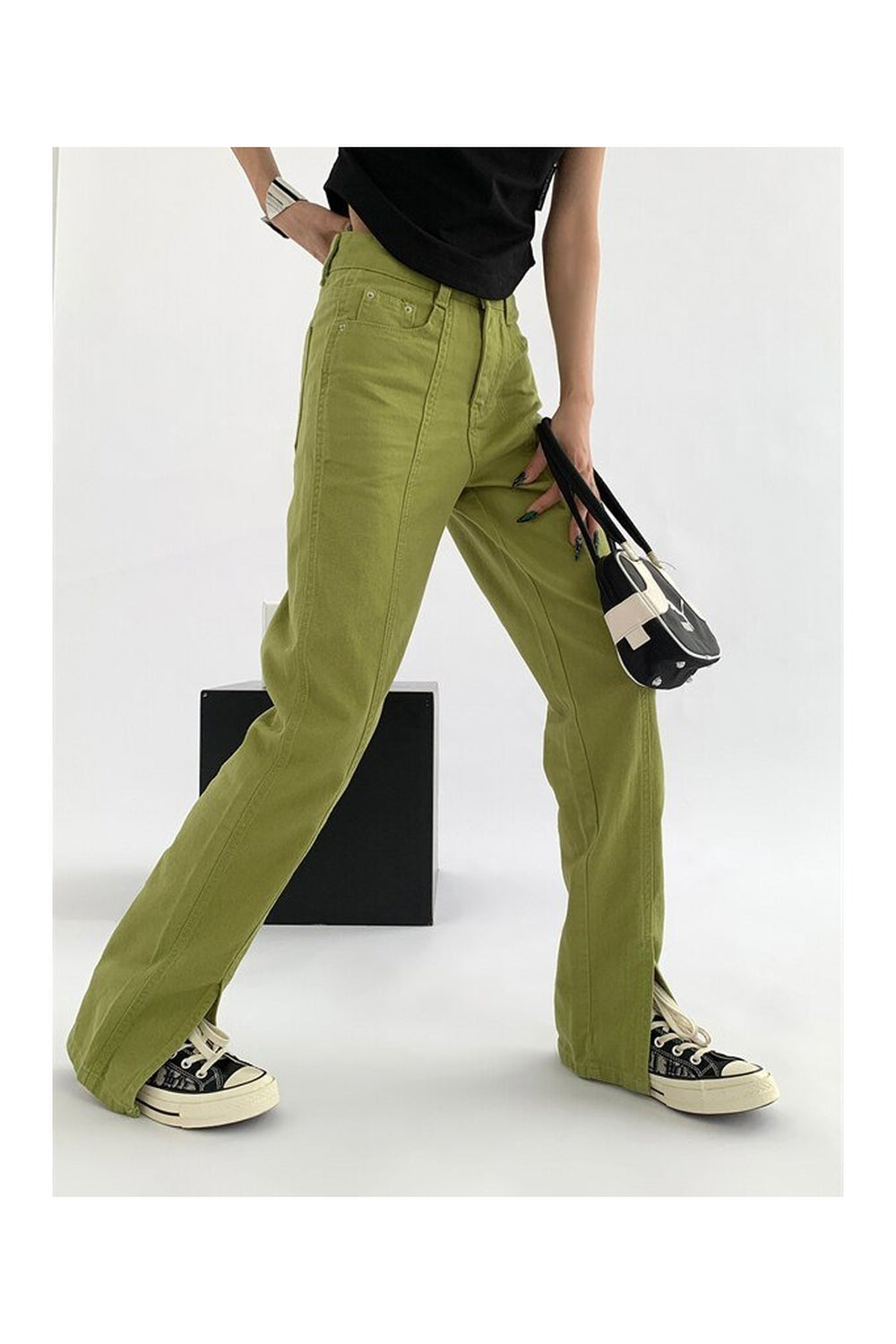 Fall Green  Jeans High Waist Denim