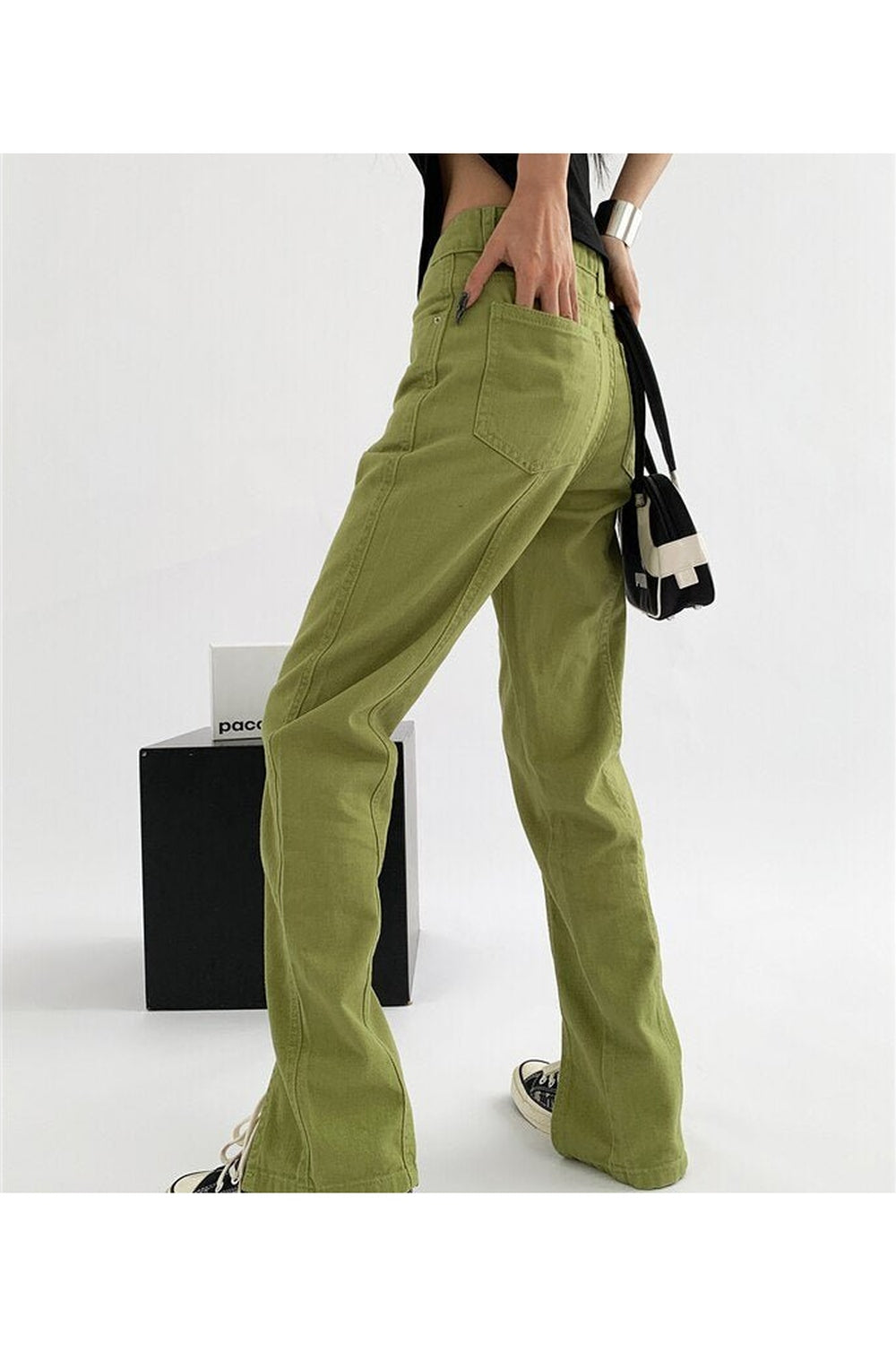 Fall Green  Jeans High Waist Denim