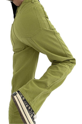 Fall Green  Jeans High Waist Denim