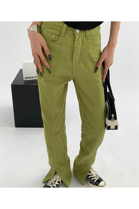 Fall Green  Jeans High Waist Denim