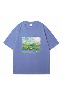 Oversized street T-shirt in Light Blue print.