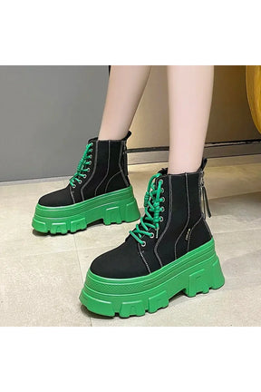 Green Punk Platform Boots