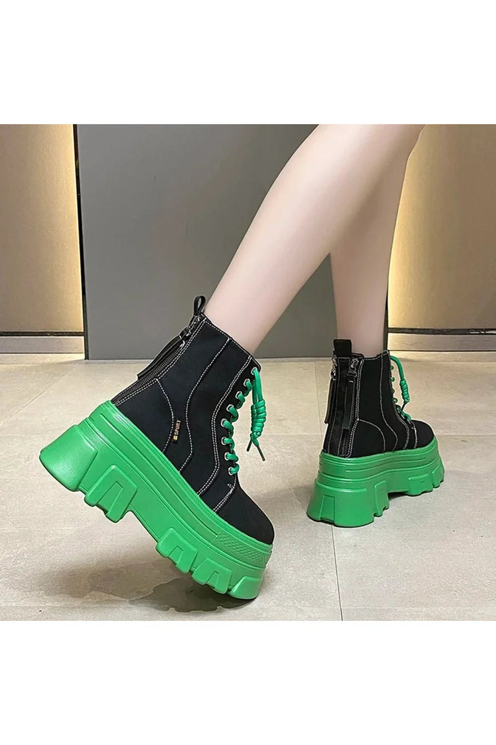 Green Punk Platform Boots