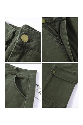 Green Y2K Safari Cargo Pants