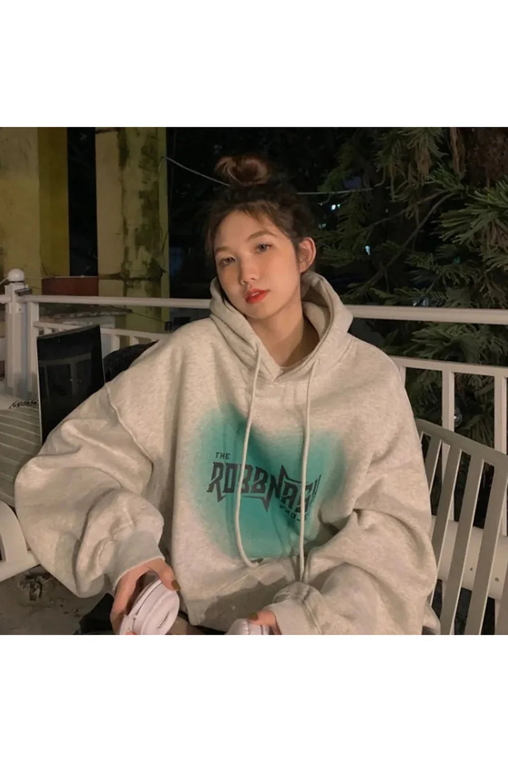 Fall Grey Letter Print Fleece Hoodie