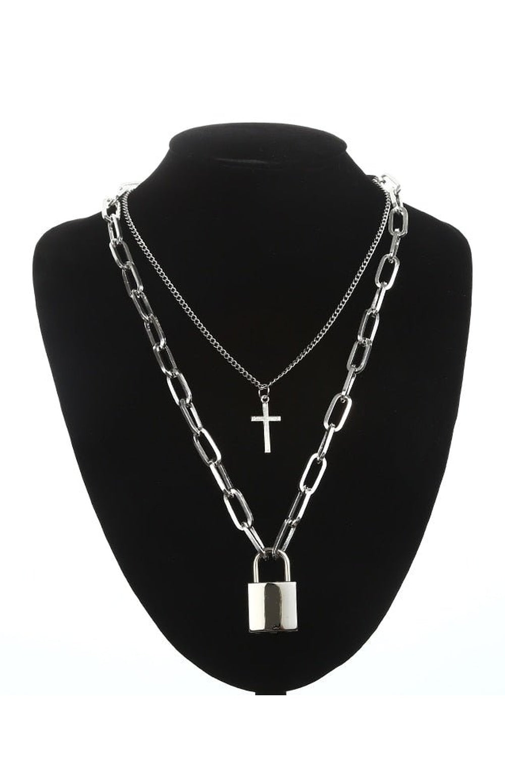 Silver Grunge Aesthetic Cross Necklace, variant silver 5.