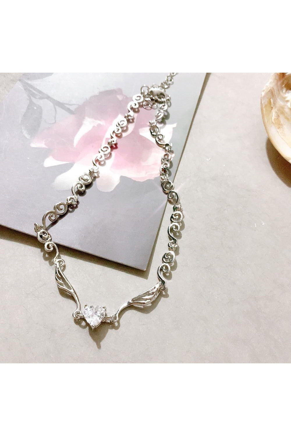 Grunge Aesthetic Heart Crystal Necklace