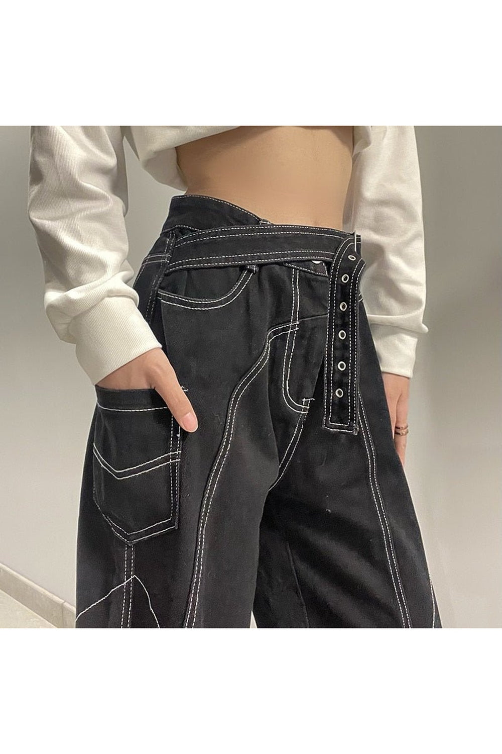 Fall Grunge Black Wide Leg Jeans