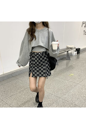 Grunge Checkered Mini Skirt