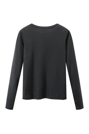 Black Grunge Cotton Long Sleeve T-shirt with distressed.