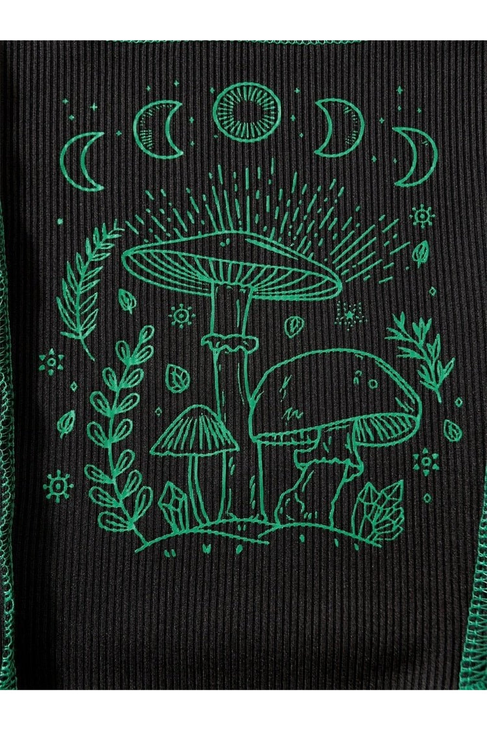 Stylish Grunge Mushrooms Crop Top in Green.