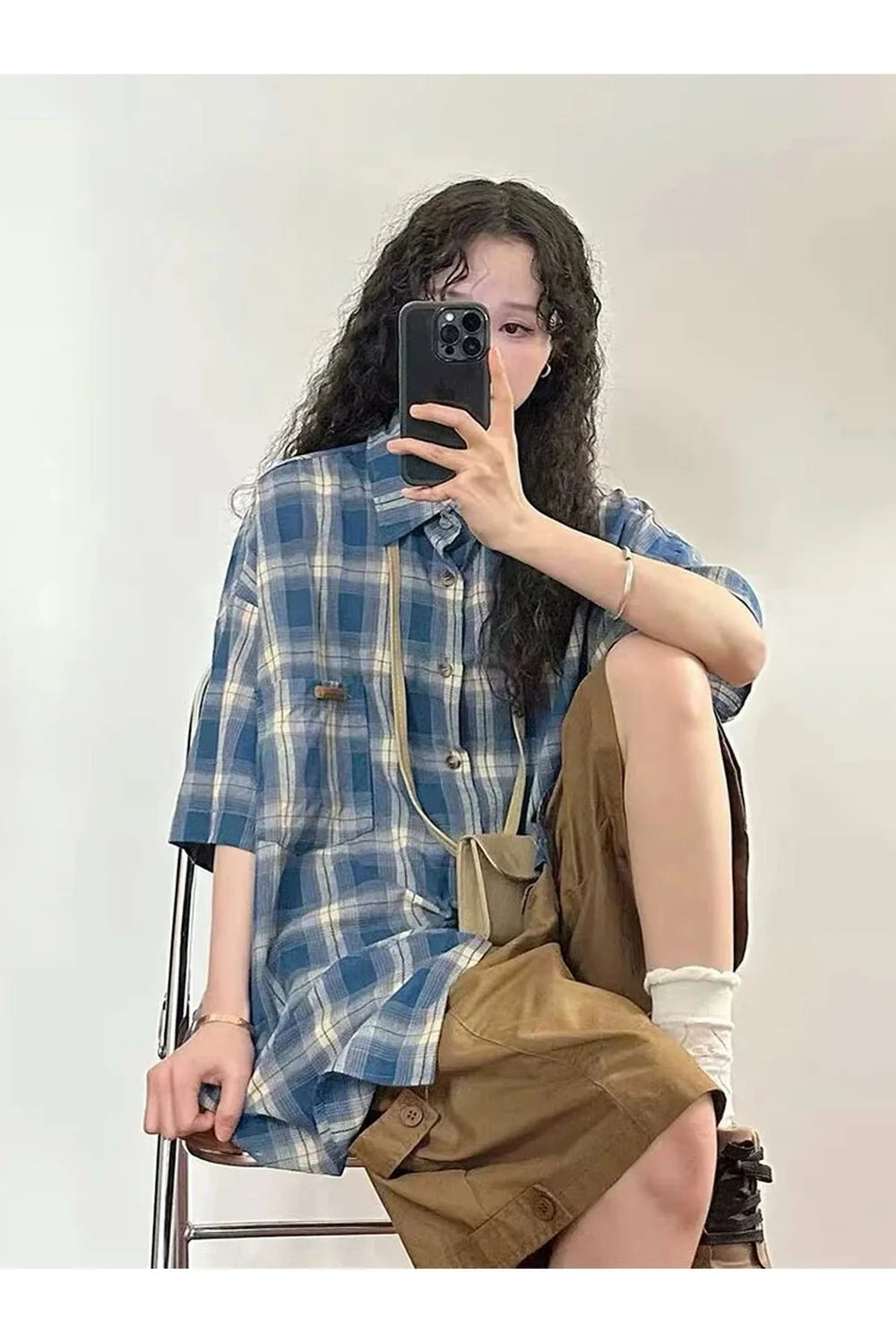 Grunge Plaid Short Sleeve Shirt