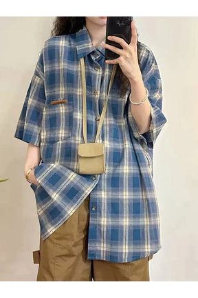 Grunge Plaid Short Sleeve Shirt