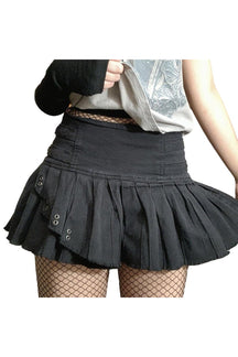 Black Grunge Pleated Skirt with edgy style.