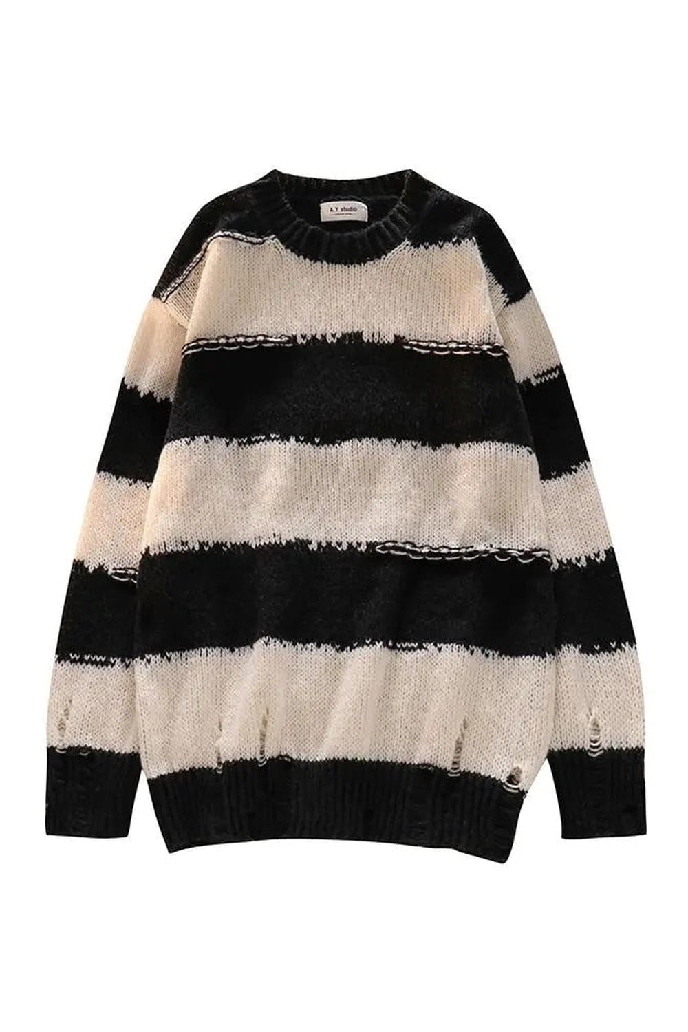 Cozy striped Fall Grunge Punk Oversize Sweater.