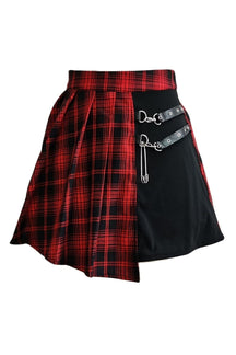 Red irregular mini skirt for Grunge & Skate Girl.