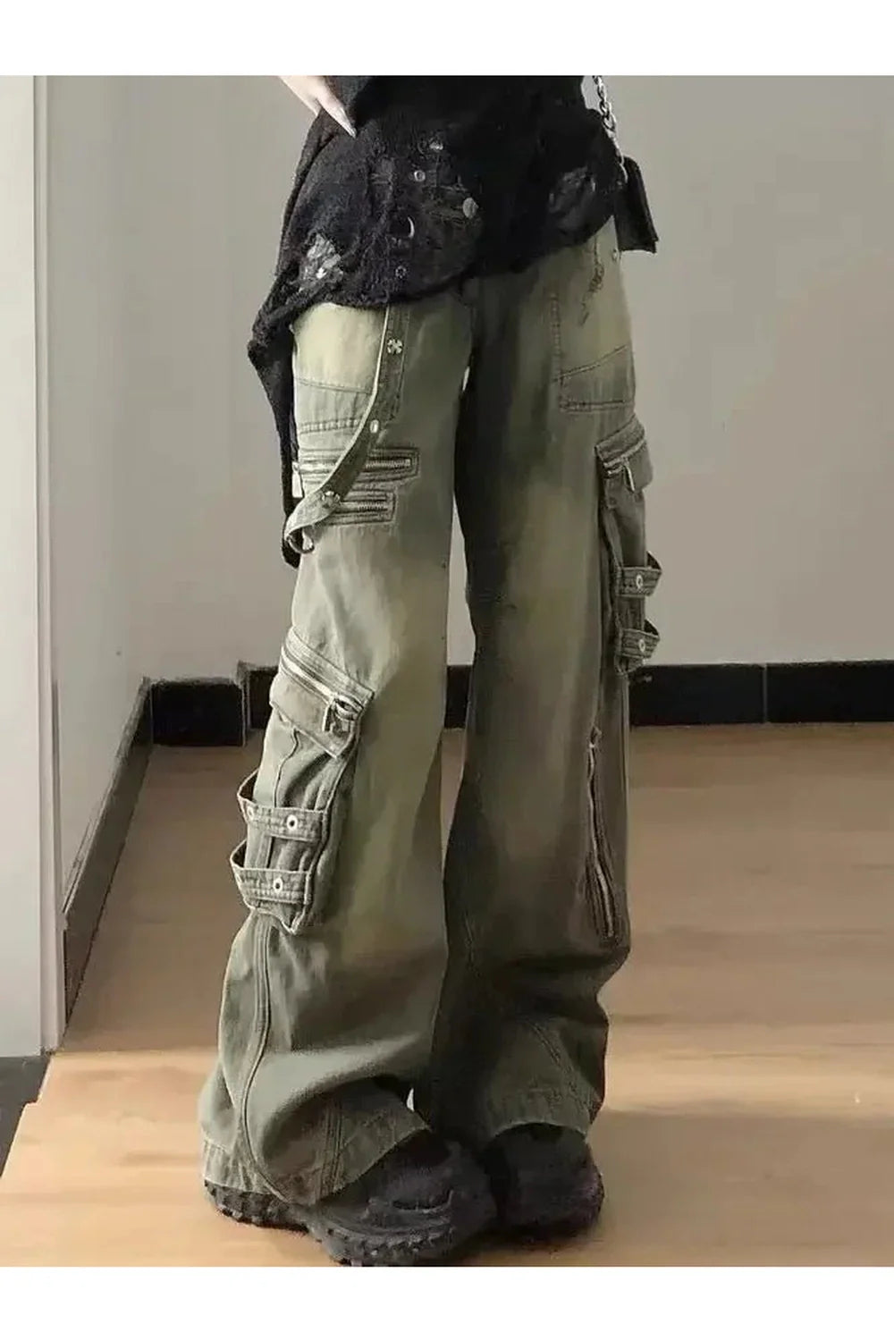 Grunge Strapped Cargo Pants