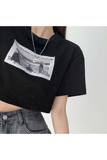 Stylish black Acubi cotton crop top.