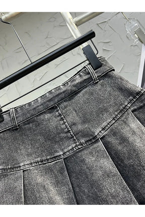 Grunge Utility Pocket Denim Skirt