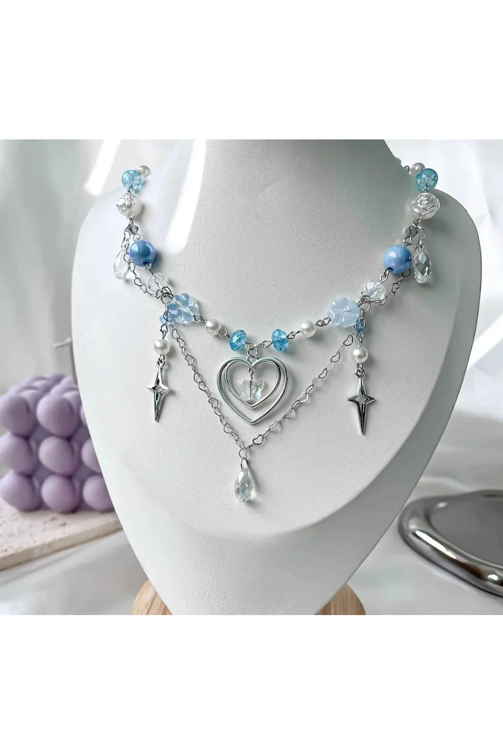 Handmade Blue Heart Necklace