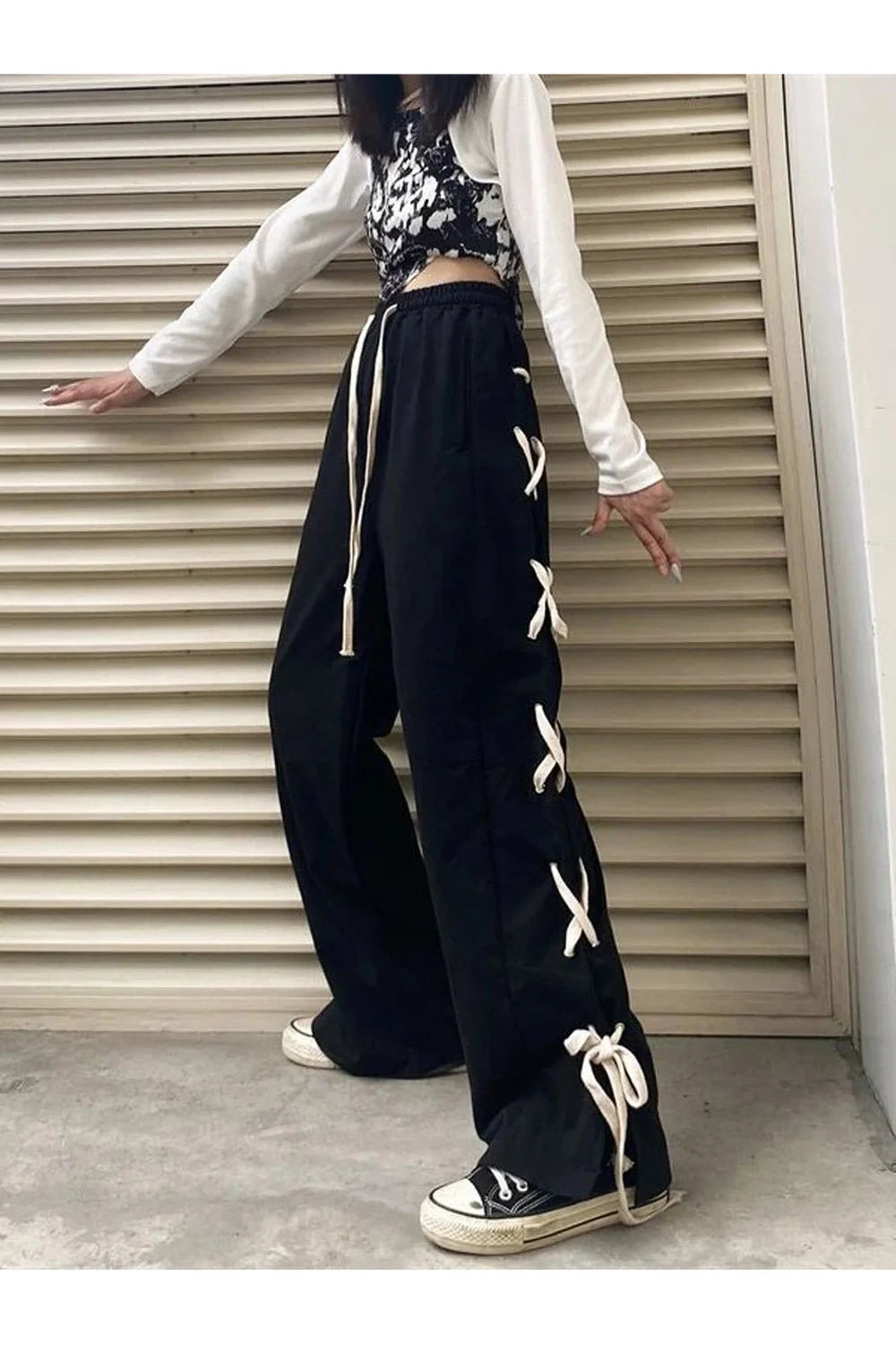 Harajuku Bandage Wide Pants