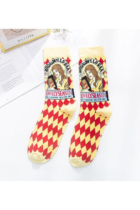 "Set of 5 colorful Harajuku kawaii socks."