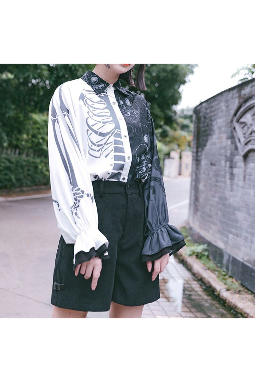 Harajuku Skull Print Shirt