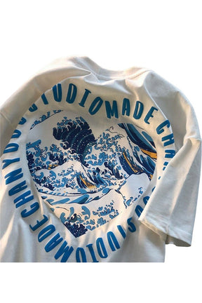 Stylish Harajuku Snow Mountain T-Shirt in white.