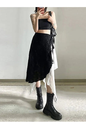 Harajuku Y2k Spliced Midi Skirts