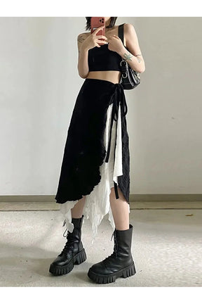 Harajuku Y2k Spliced Midi Skirts