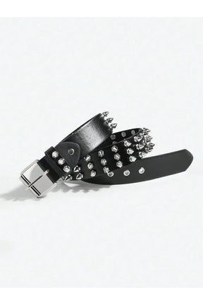 Black Hardcore Spiked Studded Belt with edgy spikes.