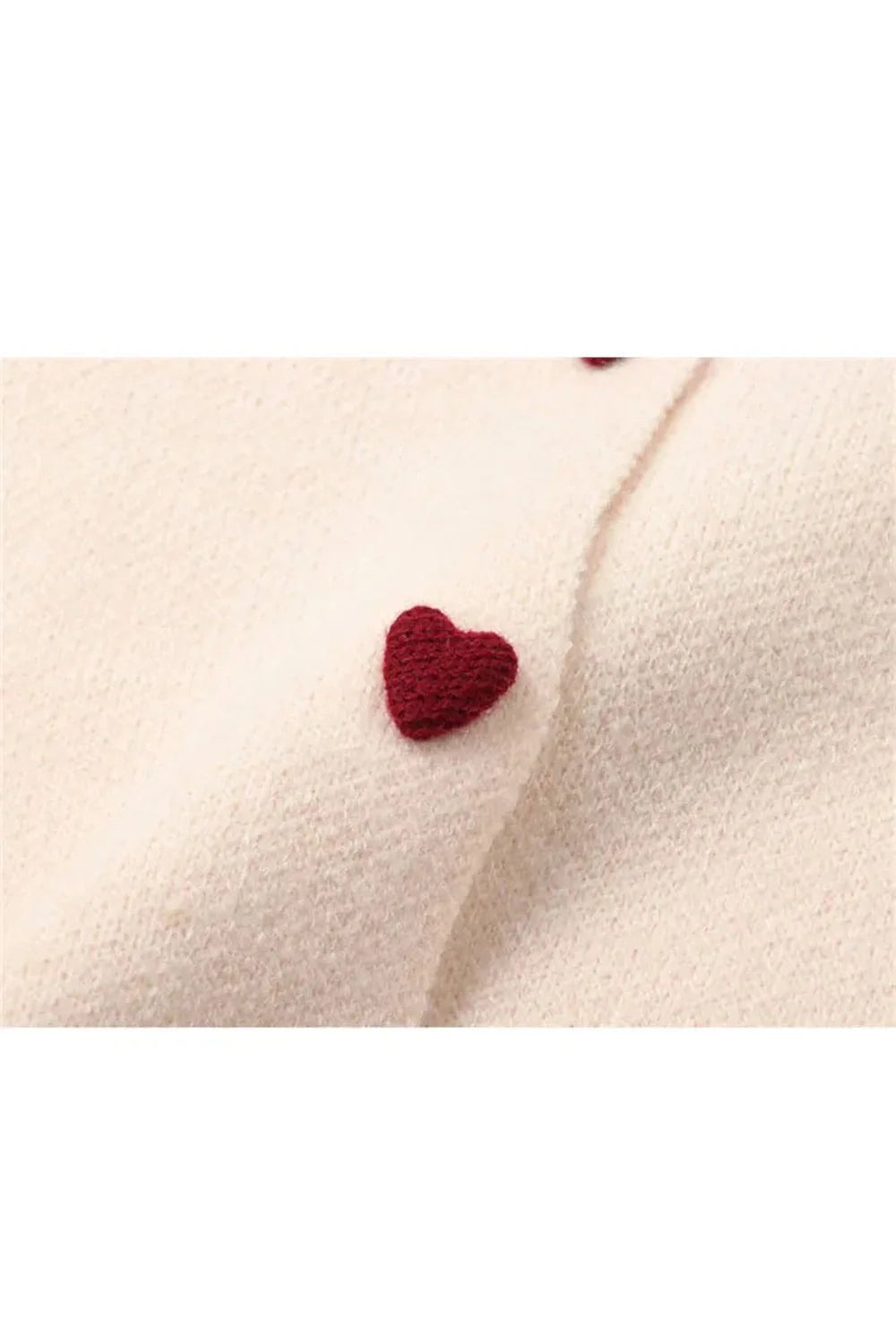 Fall Heart Button Contrast Collar Cardigan