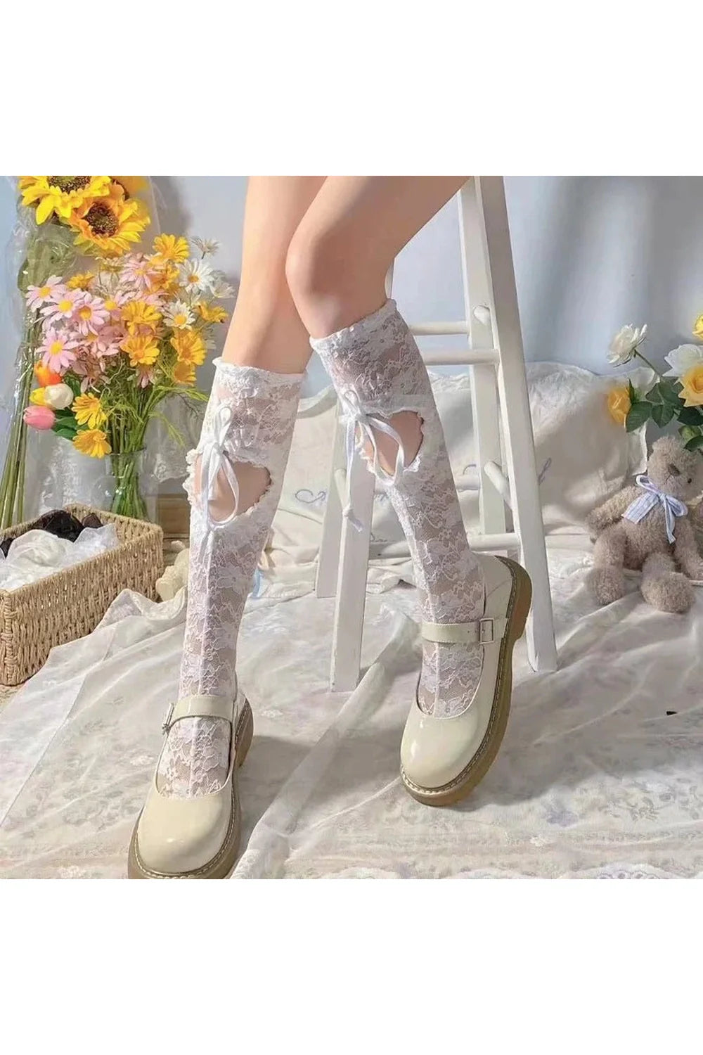 Heart Hollow Lace Socks