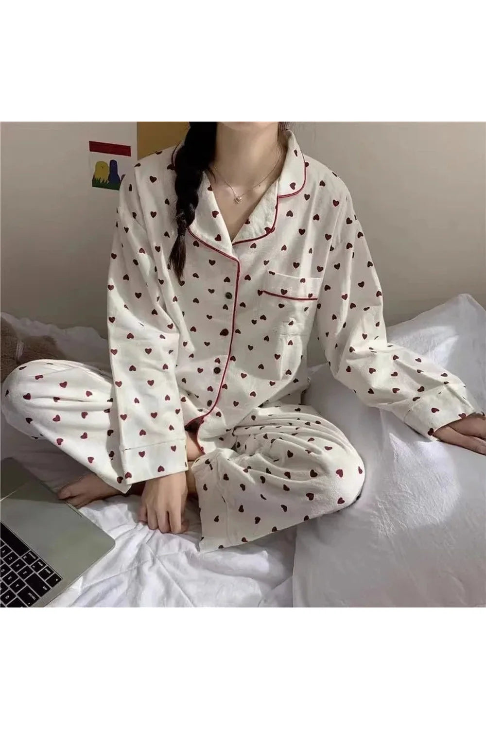 Heart Print Pajama Set