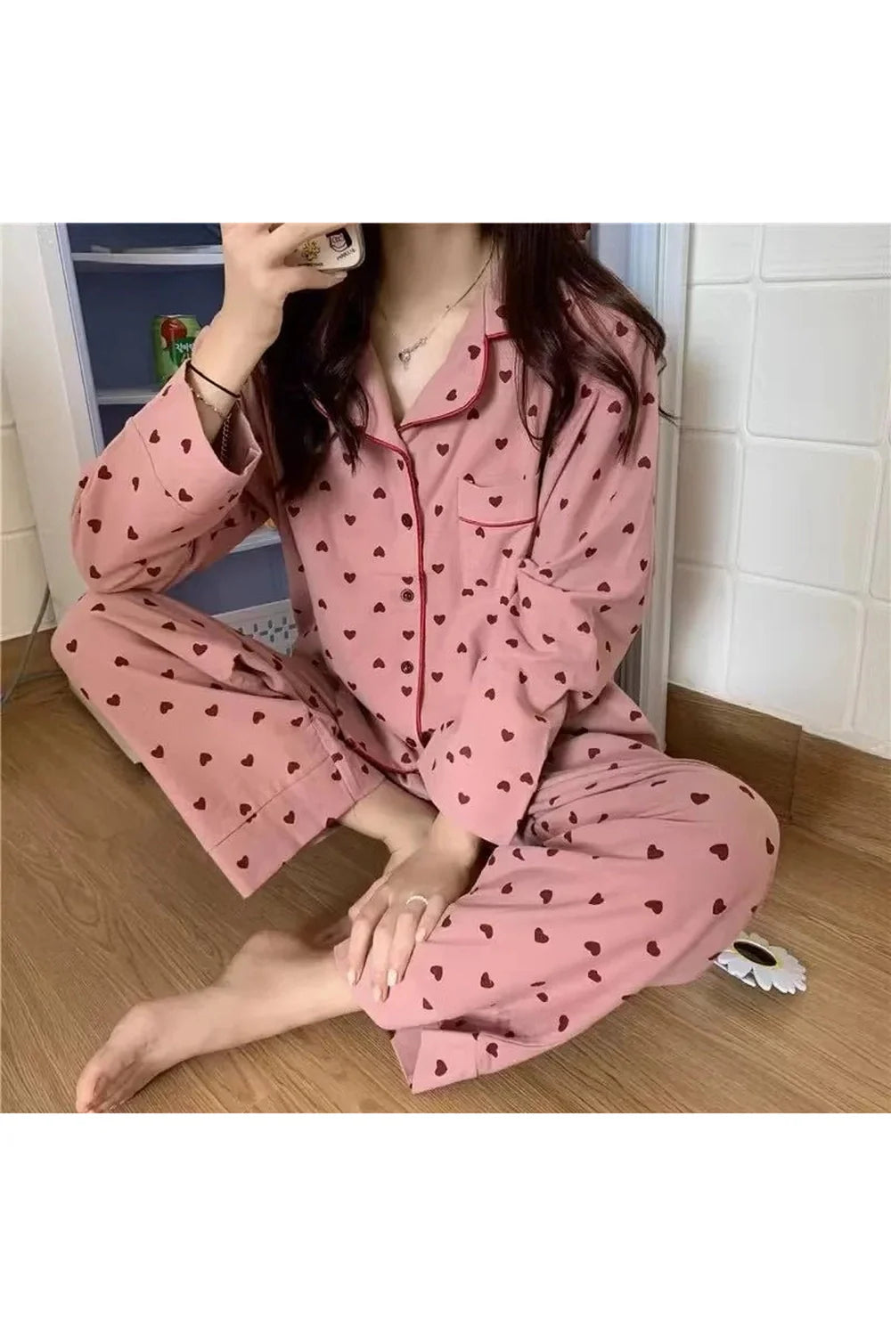 Heart Print Pajama Set