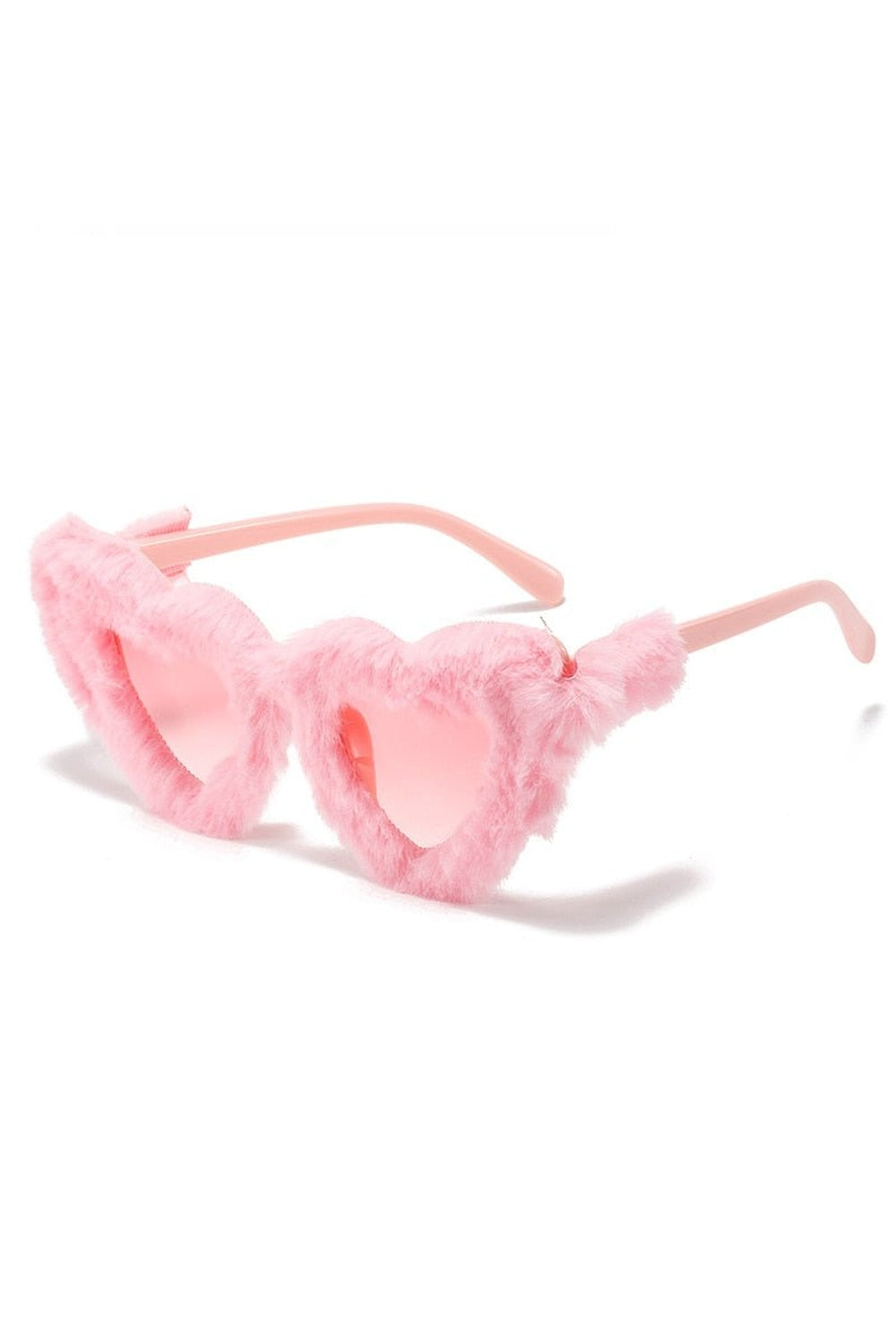 Heart-Shaped Plush Sunglasses in Pink Pink, adorable.