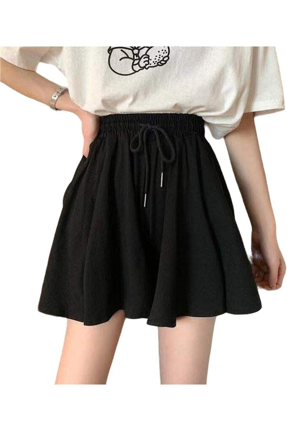 High Waist Black Summer Shorts