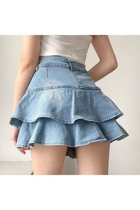 High Waist Denim Skirt Shorts