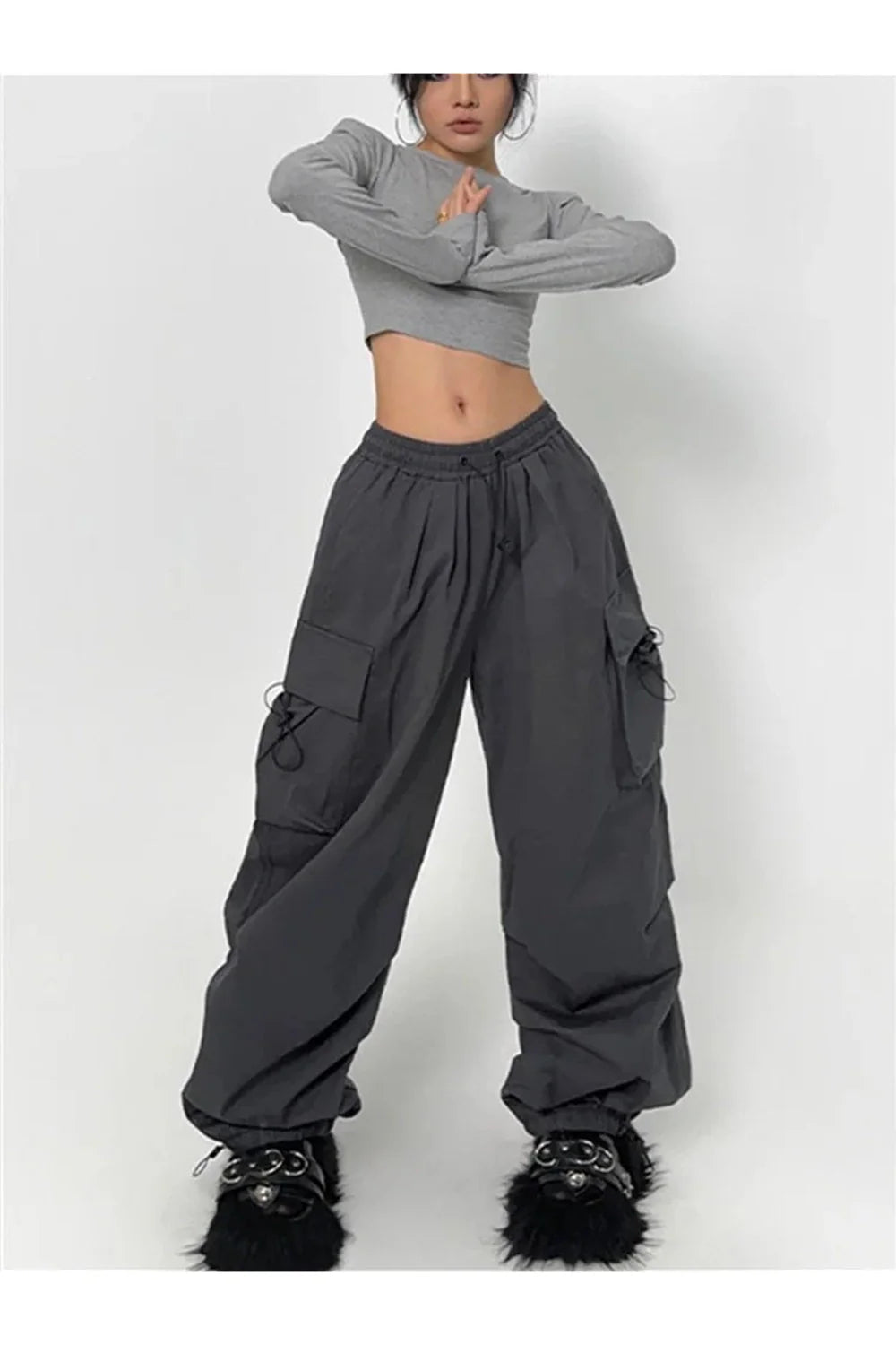 Fall High-Waisted Utility Track Pants