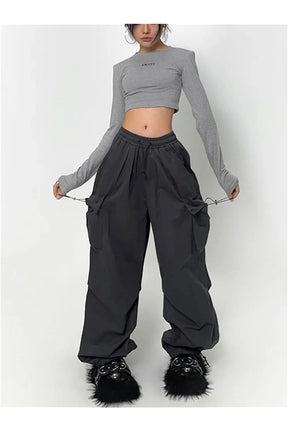 Fall High-Waisted Utility Track Pants