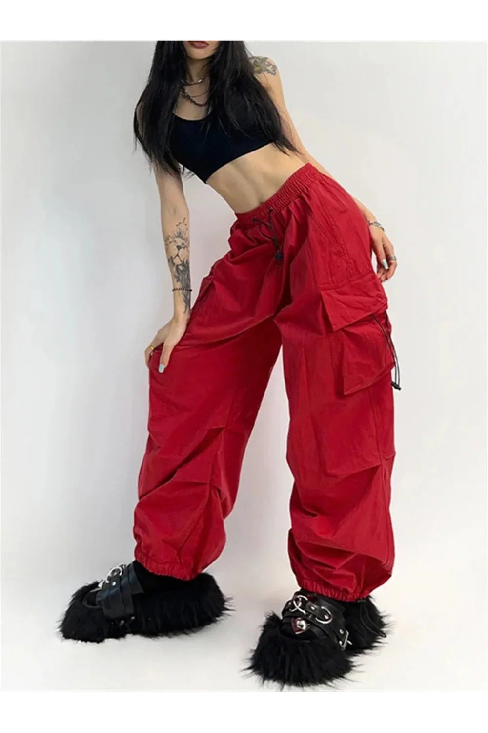 Fall High-Waisted Utility Track Pants