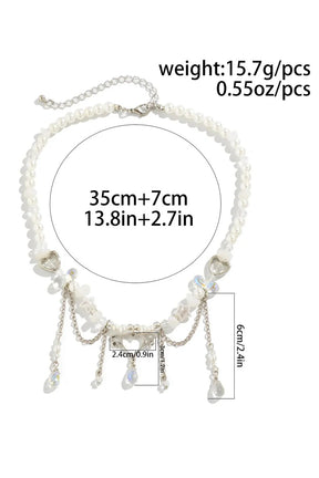 Imitation Pearl Crystal Necklace0