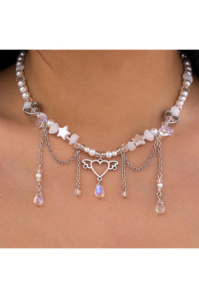 Imitation Pearl Crystal Necklace0