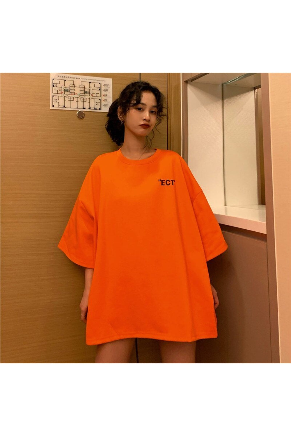 Stylish Indie Aesthetic Orange oversized T-shirt in Orange.