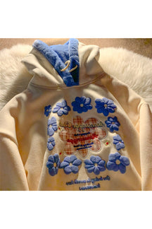 Fall Indie Flowers Embroidery Hoodie