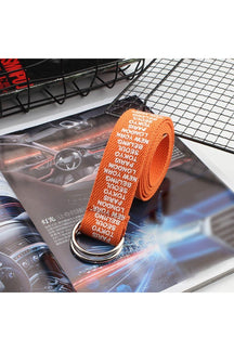 Stylish Indie Letter Printing Canvas Belt in orange.