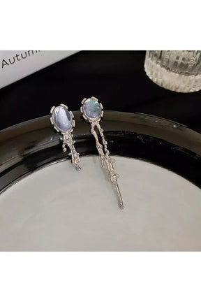 Irregular Moonstone Cross Earrings