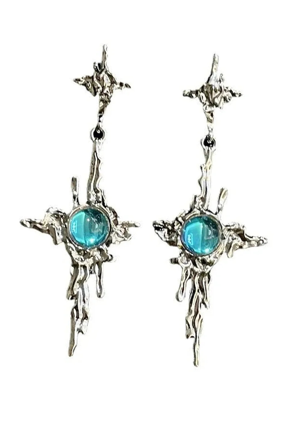 Irregular Moonstone Cross Earrings